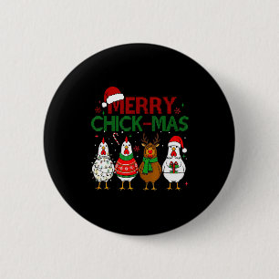Chicken Christmas Santa Hat Merry Chickmas Xmas Fa 6 Cm Round Badge