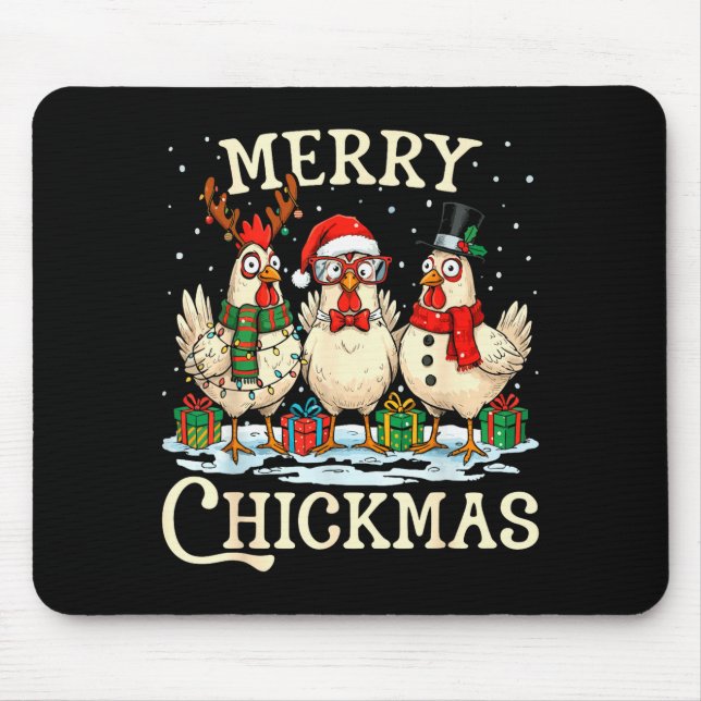 Chicken Christmas Santa Hat Merry Chickmas Xmas Fa Mouse Pad (Front)