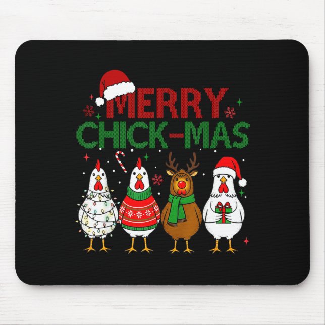 Chicken Christmas Santa Hat Merry Chickmas Xmas Fa Mouse Pad (Front)