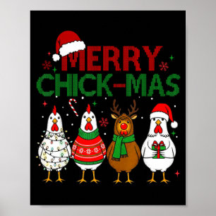 Chicken Christmas Santa Hat Merry Chickmas Xmas Fa Poster
