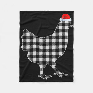 Chicken Christmas Shirt Black And White Buffalo Pl Fleece Blanket
