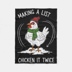 Chicken Christmas Shirt, Making A List Chicken It Fleece Blanket