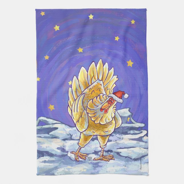 Chicken Christmas Tea Towel (Vertical)
