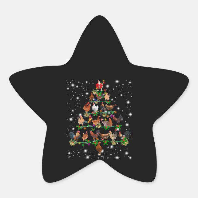 Chicken Christmas Tree Covered By Flashlight Star Sticker (Front)