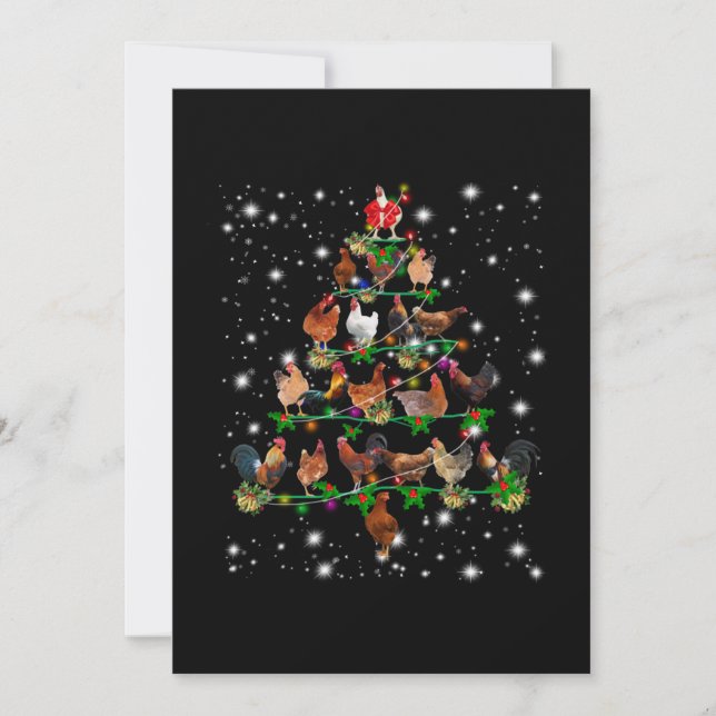 Chicken Christmas Tree Covered By Flashlight Thank You Card (Front)