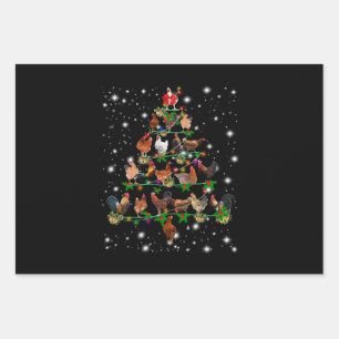 Chicken Christmas Tree Covered By Flashlight Wrapping Paper Sheet