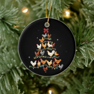 Chicken Christmas Tree Decor Xmas Chickens Lover Ceramic Ornament