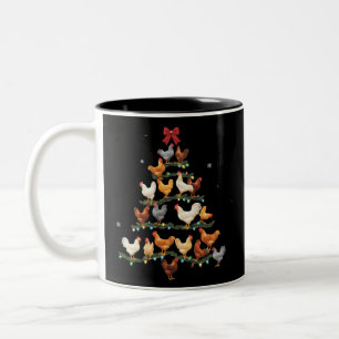 Chicken Christmas Tree Decor Xmas Chickens Lover Two-Tone Coffee Mug