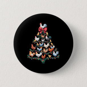 Chicken Christmas Tree Farm Animal Holiday Decor 6 Cm Round Badge