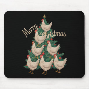 Chicken Christmas Tree Funny Chickens Xmas Tree  Mouse Pad