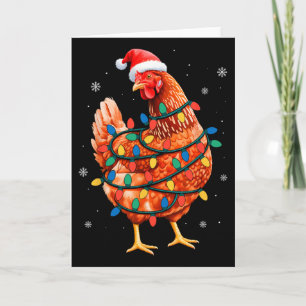 Chicken Christmas Tree Lights Farm Animal Santa Xm Card