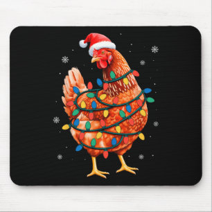 Chicken Christmas Tree Lights Farm Animal Santa Xm Mouse Pad