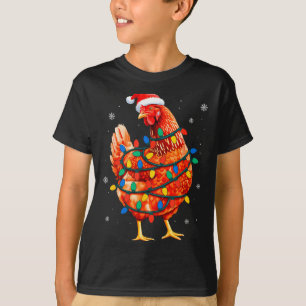 Chicken Christmas Tree Lights Farm Animal Santa Xm T-Shirt