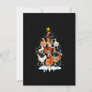 Chicken Christmas Tree Lights Funny Chicken Lover Invitation