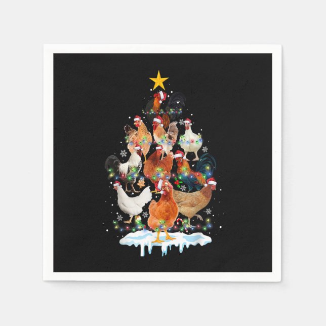 Chicken Christmas Tree Lights Funny Chicken Lover  Napkin (Front)