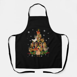 Chicken Christmas Tree Lights Funny Chicken Xmas Apron