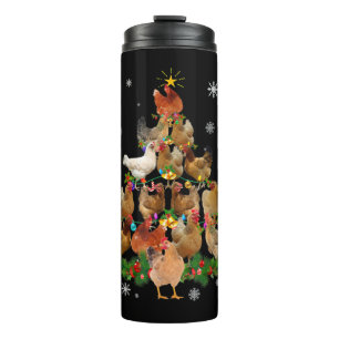 Chicken Christmas Tree Lights Funny Chicken Xmas Thermal Tumbler