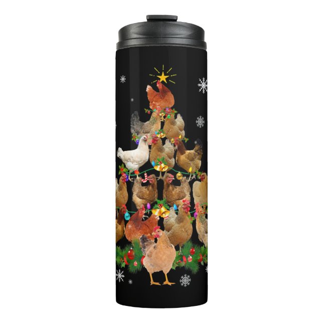 Chicken Christmas Tree Lights Funny Chicken Xmas Thermal Tumbler (Front)