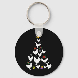 Chicken Christmas Tree Lights Love Chicken Farmer Key Ring