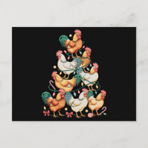 Chicken Christmas Tree Lights Xmas Holiday Season Postcard