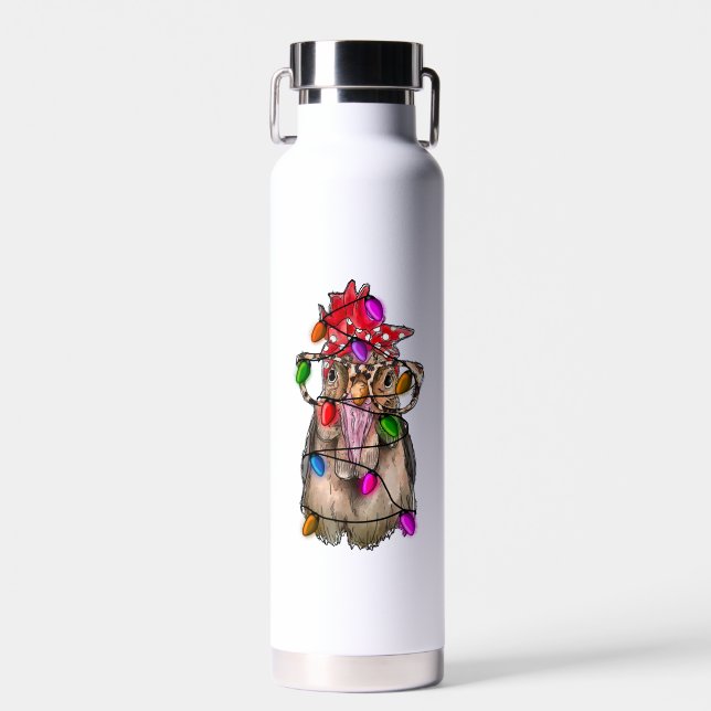 Chicken Christmas  Water Bottle (Front)