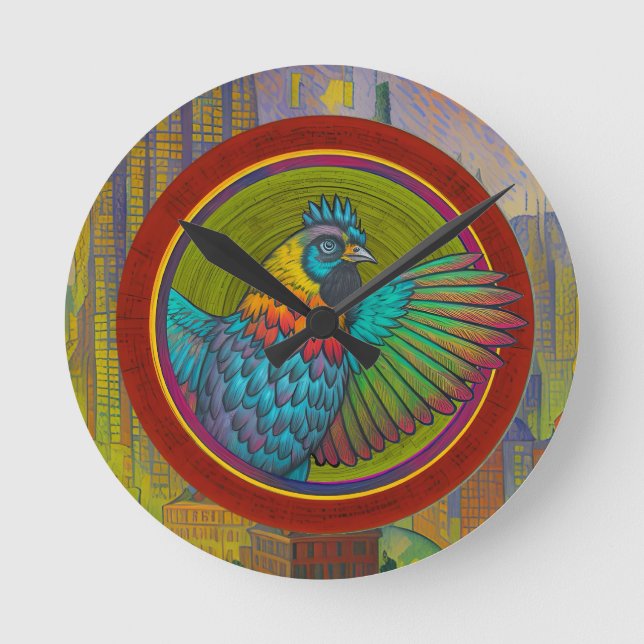 Chicken circle design round clock (Front)