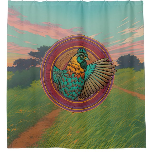 Chicken circle design shower curtain (Front)