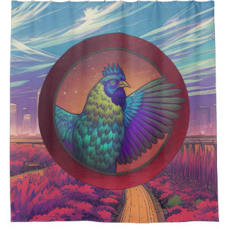 Chicken circle design shower curtain