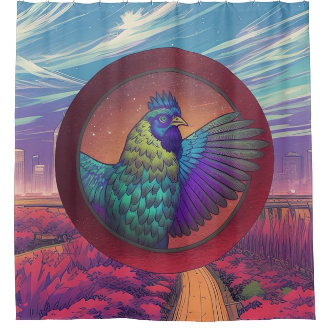 Chicken circle design shower curtain (Front)