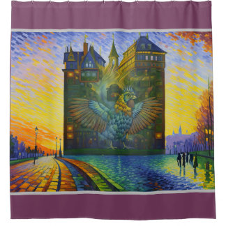 Chicken circle design shower curtain
