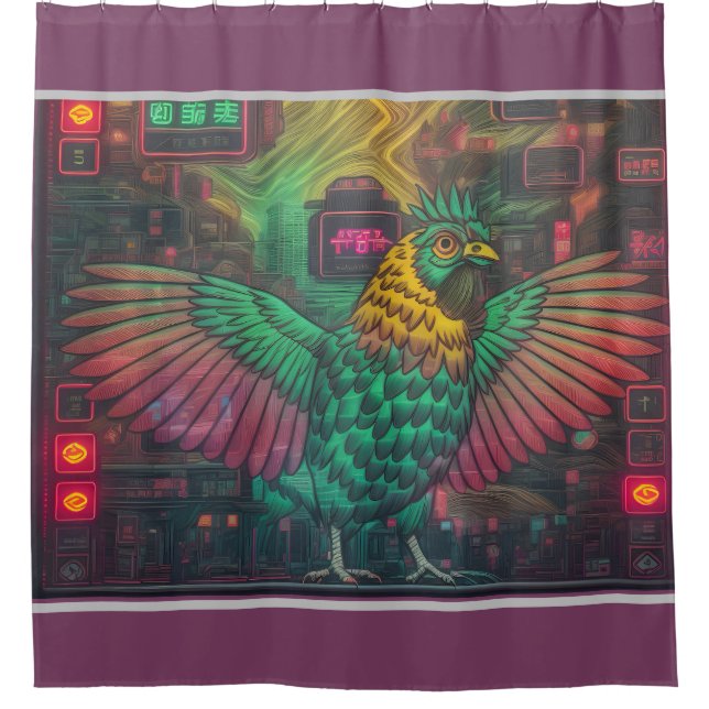 Chicken circle design shower curtain (Front)