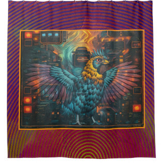 Chicken circle design shower curtain