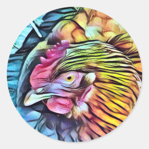 CHICKEN CLASSIC ROUND STICKER