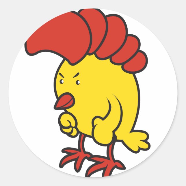 chicken classic round sticker (Front)