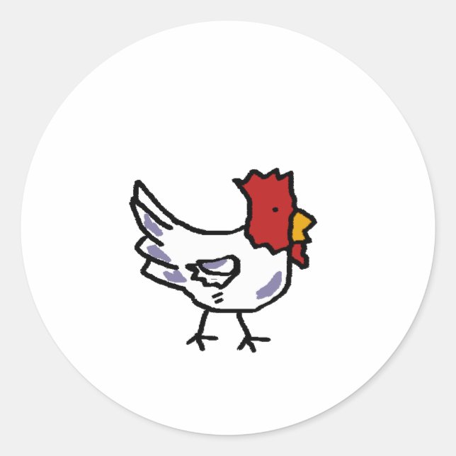 chicken classic round sticker (Front)
