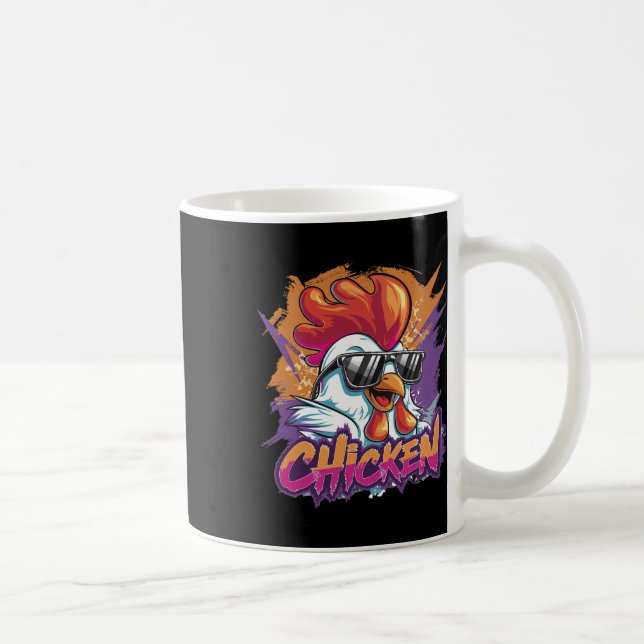 Chicken Cool Funny Hipster Sungles Rooster  Coffee Mug (Right)