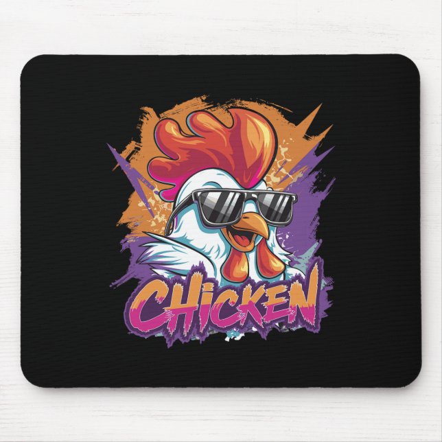Chicken Cool Funny Hipster Sungles Rooster  Mouse Pad (Front)