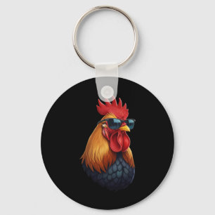 Chicken Coop Boss Rooster With Shades Key Ring