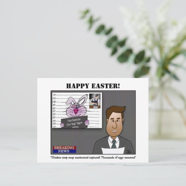 Chicken Coop Coup Easter Postcard (Standing Front)