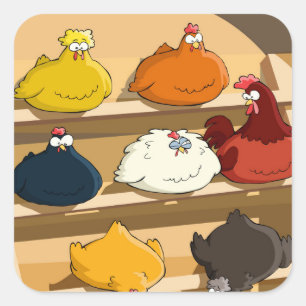 Chicken Coop Easter Eggs Square Sticker