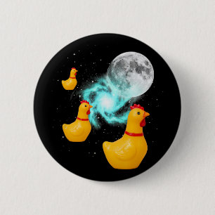 Chicken Cosmic Chickens Moon Patrol 6 Cm Round Badge