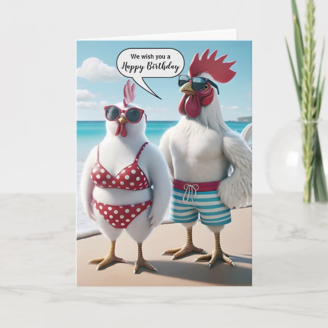 Chicken Couple Happy Birthday Card (Front)