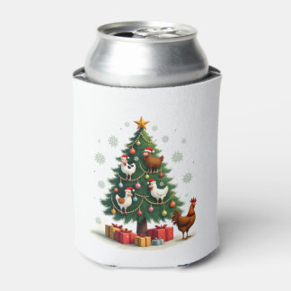Chicken Cow Goat Horse Farm Animal Farmer Christma Can Cooler