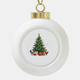 Chicken Cow Goat Horse Farm Animal Farmer Christma Ceramic Ball Christmas Ornament