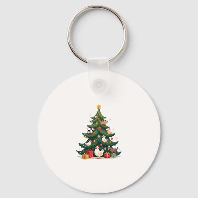 Chicken Cow Goat Horse Farm Animal Farmer Christma Key Ring (Front)