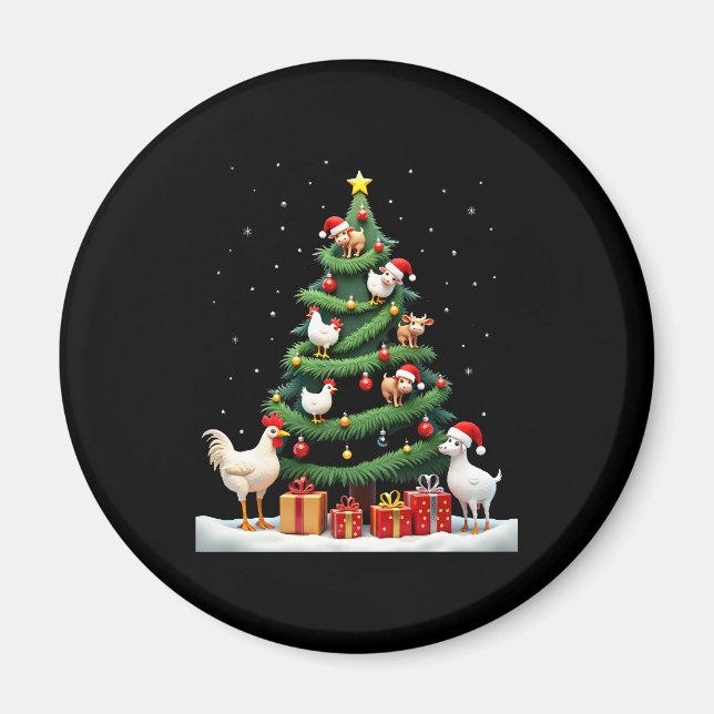 Chicken Cow Goat Horse Farm Animal Farmer Christma Magnet (Front)