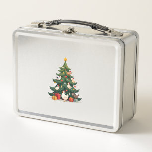 Chicken Cow Goat Horse Farm Animal Farmer Christma Metal Lunch Box