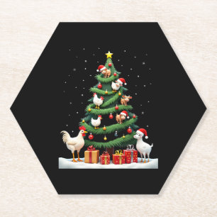 Chicken Cow Goat Horse Farm Animal Farmer Christma Paper Coaster
