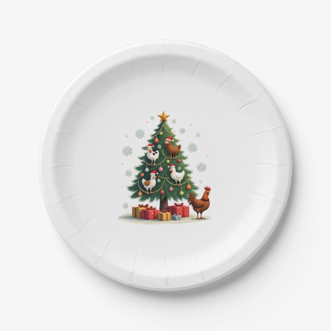 Chicken Cow Goat Horse Farm Animal Farmer Christma Paper Plate (Front)