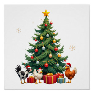 Chicken Cow Goat Horse Farm Animal Farmer Christma Poster